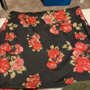 Black floral mini skirt